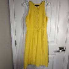 Banana Republic Bright Yellow Sleeveless Midi Dress 2 Button Front Career Summer
