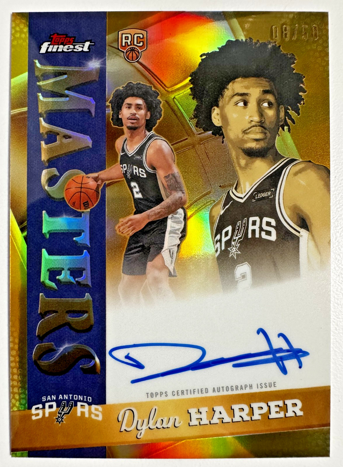 2025-26 Topps Finest - (on card) Masters Auto Dylan Harper Gold Refractor /50