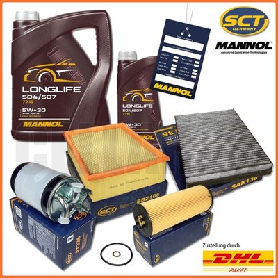 Inspektionspaket Filter Filterset 6L Mannol 5W30 Öl für Audi A4 8E B6 B7 2.5 TDI