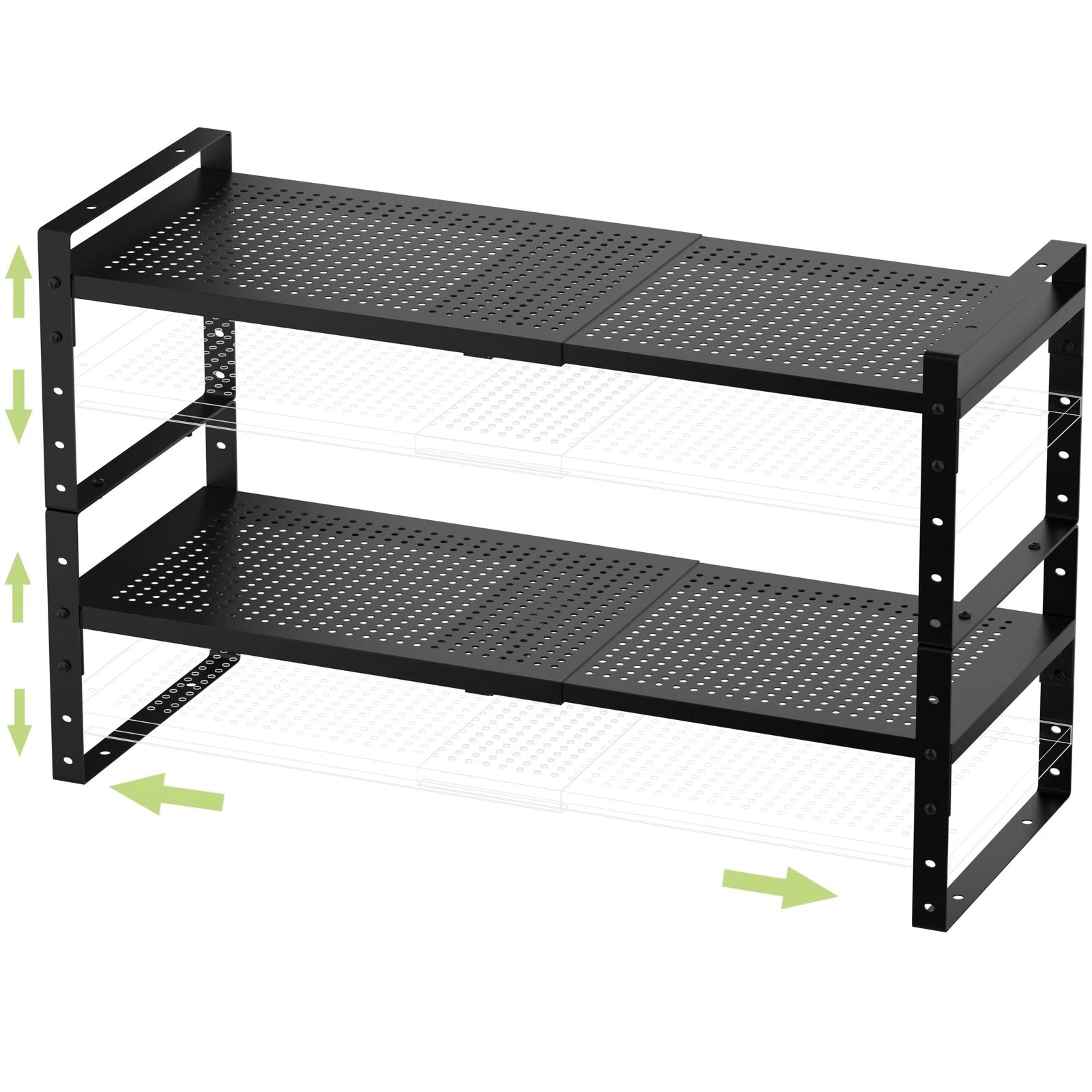 Expandable Stackable Aadjustable Shoe Rack Pantry Shelf for Kitchen Cabinets ...