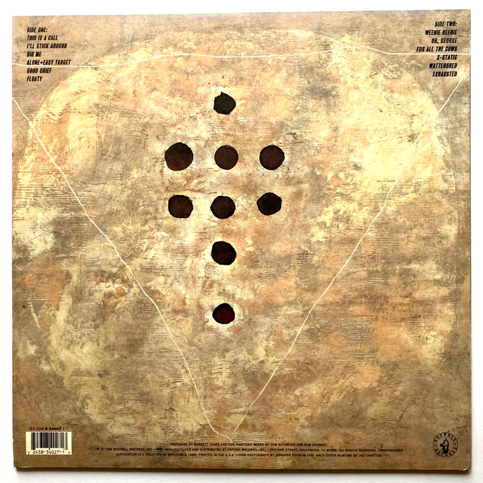 FOO FIGHTERS 1995 JACKET / VINYL NEW & OPEN 1st US LP Press DAVE GROHL / NIRVANA - Image 3 of 4