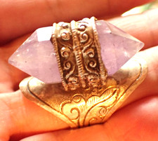 Amethyst Quartz double point Ring adjustable in Sterling