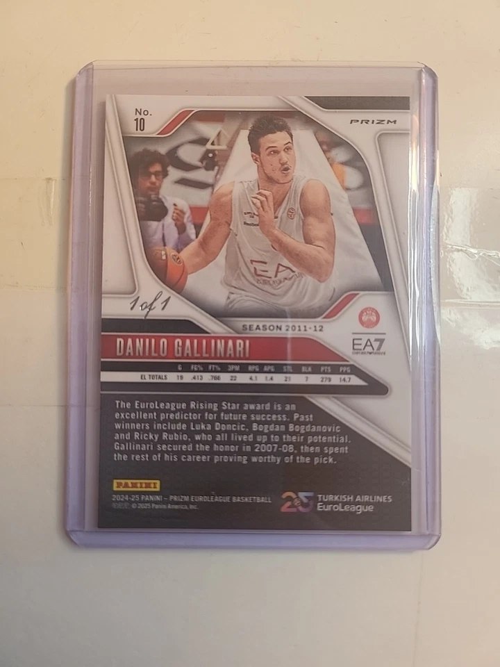 2024-25 Panini Prizm Turkish Airlines Euroliga Danilo Gallinari #10 negro 1/1 Foto 4 de 4