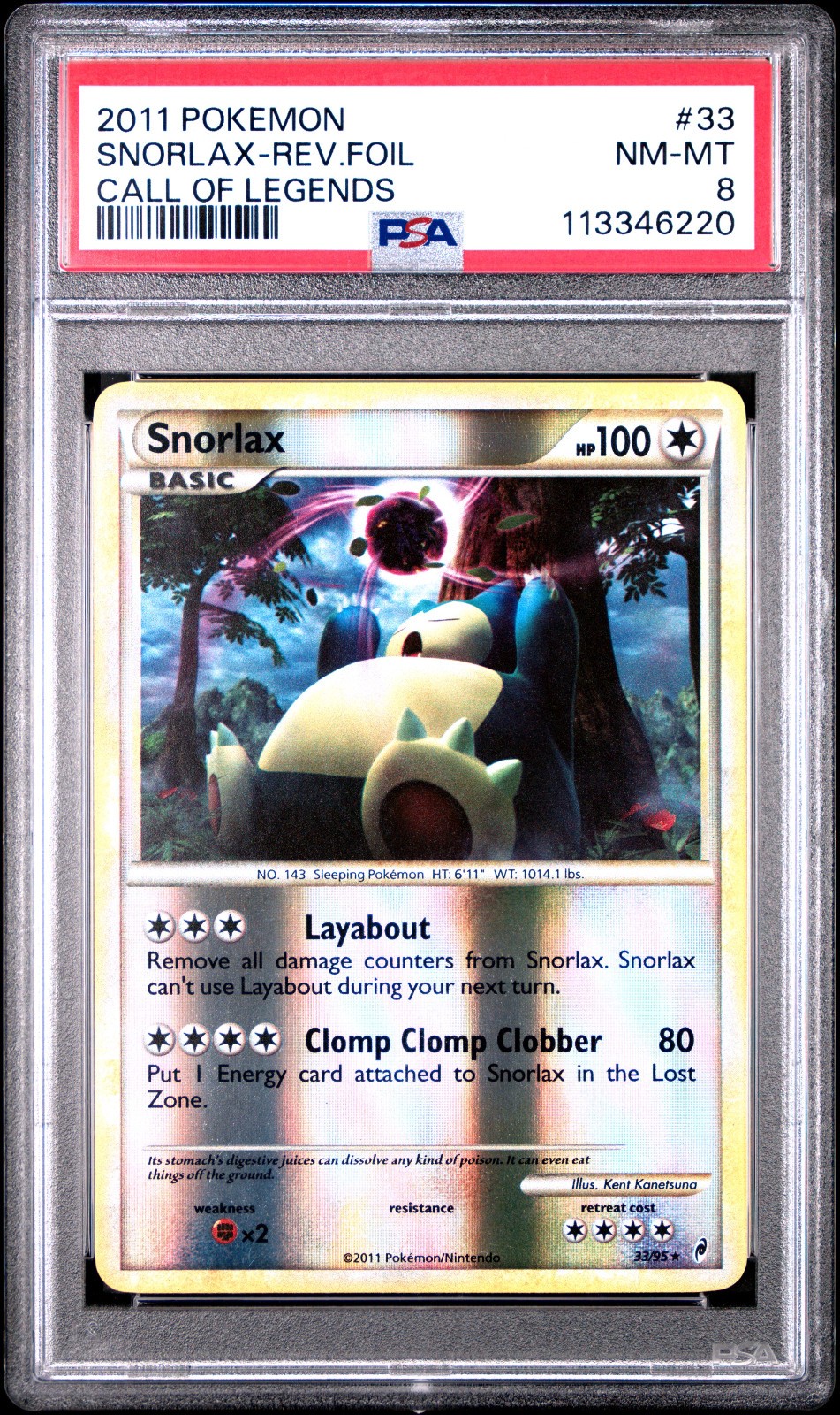 2011 POKEMON CALL OF LEGENDS SNORLAX #33 REVERSE PSA 8 NM #113346220