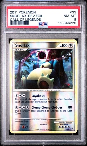 2011 POKEMON CALL OF LEGENDS SNORLAX #33 REVERSE PSA 8 NM #113346220