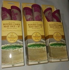 Premium Non-Stick Silicone Baking Mats. Round 8". Mrs. Andersons Brand. 6pcs. 