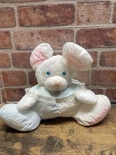 Vintage 80s Fisher Price Baby Puffalump Stuffed Mouse Baby Rattle Nylon Plushie