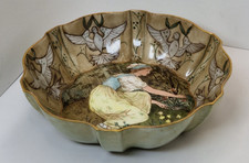 RARE 1892 Royal Crown Derby Fluted Bowl James Rouse Hand Painted Victorian Maid