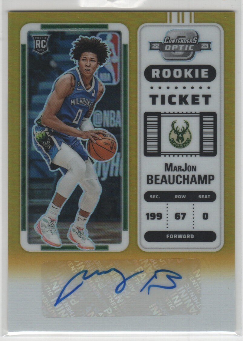 2022-23 PANINI CONTENDERS OPTIC ROOKIE TICKET GOLD RC AUTO MARJON BEAUCHAMP 6/10