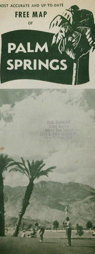 Vintage Palm Springs Map Tiki Spa Hotel Apartments Ad Business Directory 1960s