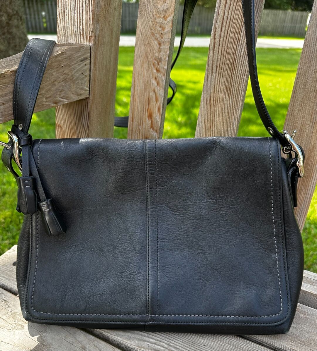 Coach # F10204 Black Leather Fold Over Flap Shoulder Bag Coach # F10204 Black Leather Fold Over Flap Shoulder Bag