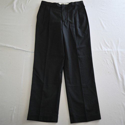 Vtg USA Made 32x32 Black Wool Cashmere Pleated Cuffed Full Cut Mens Dress Pants
