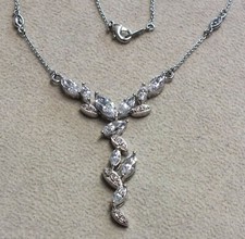 Gorgeous Nadri Clear Crystals Silver Plated Necklace Choker w/Pendant