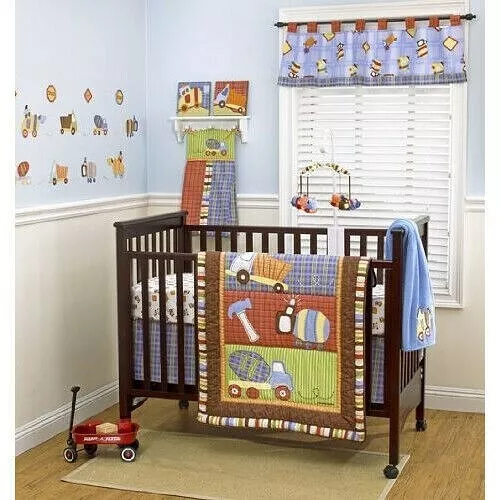 Construction crib best sale bedding