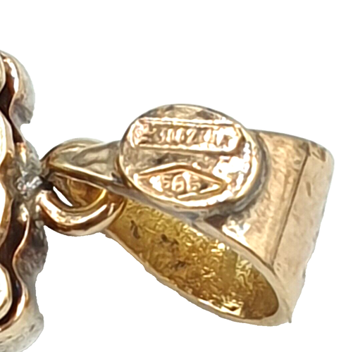 CIONDOLO PICCOLO STILE ANTICO IN ORO 14K ARGENTO CON ZAFFIRO NATURALE E ROSETTE - Foto 6 di 8