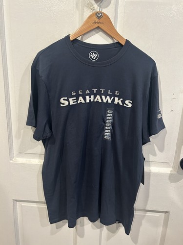 Seattle Seahawks Shirt Sz L Blue 47 Brand Logo NFL Football Embroidered Logo NEW