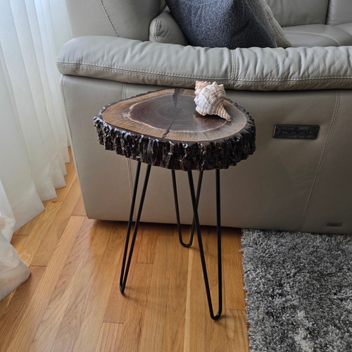 Walnut Live End Table / Side Table / Natural Edge Side Table / Pedestal - Picture 2 of 13