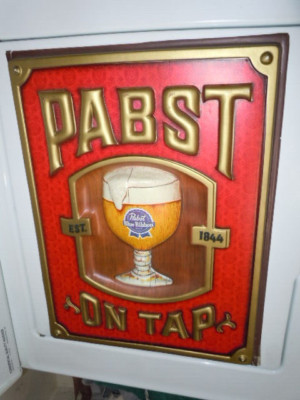 PABST ON TAP Sign. P-1077 Vintage Plastic with Cardboard back. PBR Wall Sign