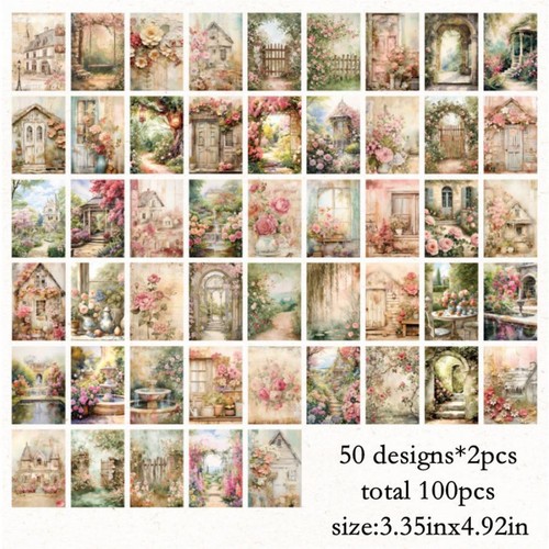 100Pcs Vintage Flowers Butterfly Scrapbook Paper not Sticker Junk Journal Decor - Picture 9 of 11