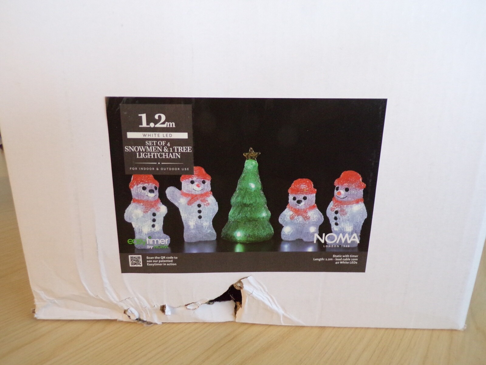 Christmas Snowman and Tree Inside outside Lights with timer Noma Boxed