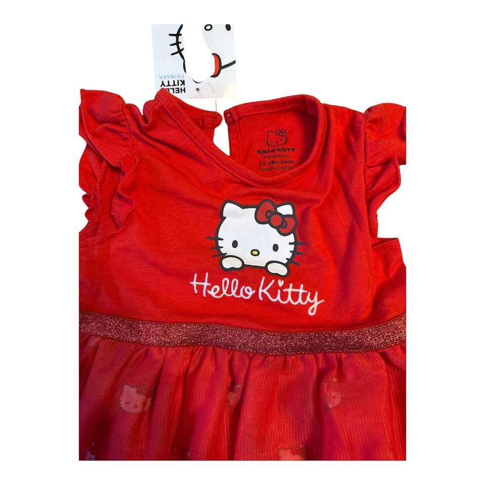 PROMO! Vestito Abito Neonata Hello Kitty Rosso 12-18M / 86 cm - Imagen 3 de 3