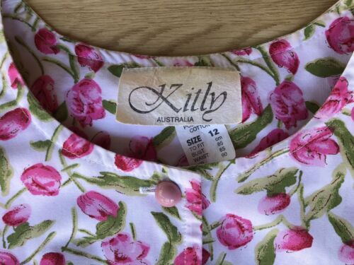 Vintage Kitly Dress 50s 60s Day Dress Made In Australia Tulips - Picture 1 of 9