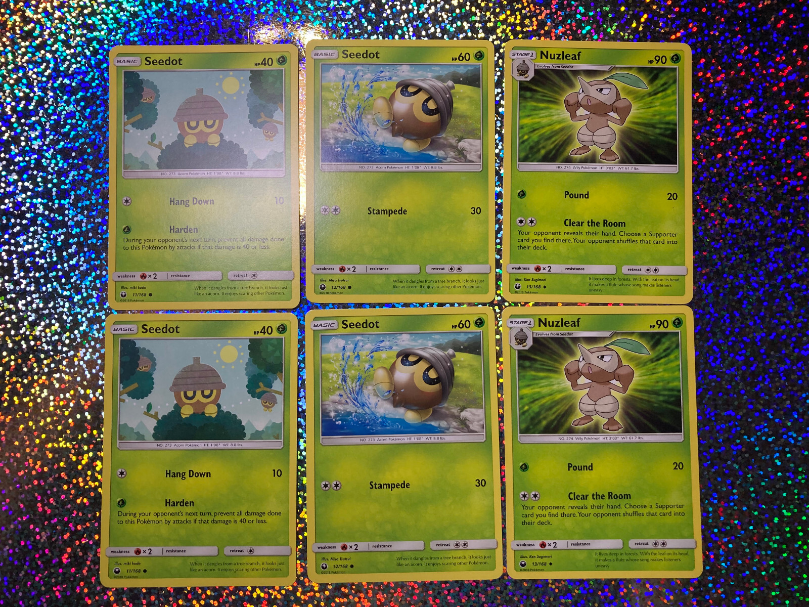 Pokemon TCG Celestial Storm Regular: 13/168 Nuzleaf; 11/168 & 12/168 Seedot