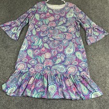 Simply Southern dress womens no tag measures 1X blue green paisley frill sleeve