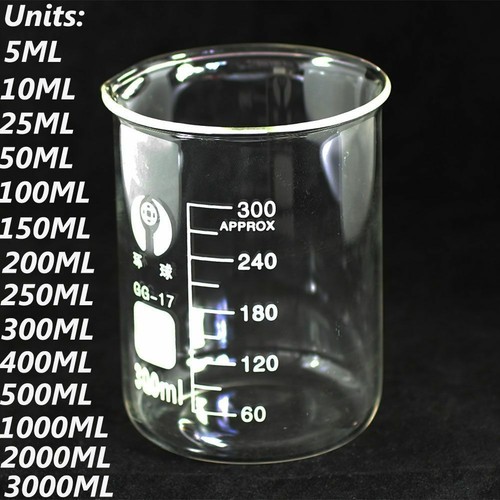 1pcs/set 5-3000ml Glass Beaker Laboratory Measuring Cup Glassware For School Stu - Picture 2 of 8