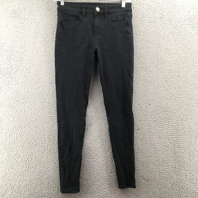 American Eagle Outfitters Skinny Jeans Womens 4 Black Denim Mid Rise Stretch