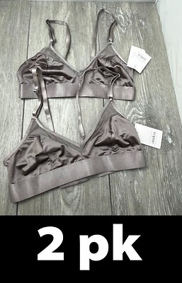 2pk Auden Womens Unlined Bralettes, Gray Size XS