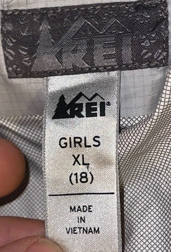 REI Youth Girls XL 18 Rainwall Gray Hooded Lightweight Rain Shell Jacket - Picture 6 of 9