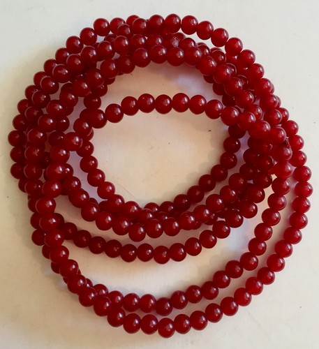 500 Vtg Miniature Cherry Cranberry Beads Fairy Village Christmas Hong Kong 4mm