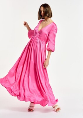 essentiel antwerp pink maxi dress Pink maxi-length dress