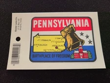 Pennsylvania Freedom Vintage Travel Souvenir Decal / Window Sticker - Free S&H!