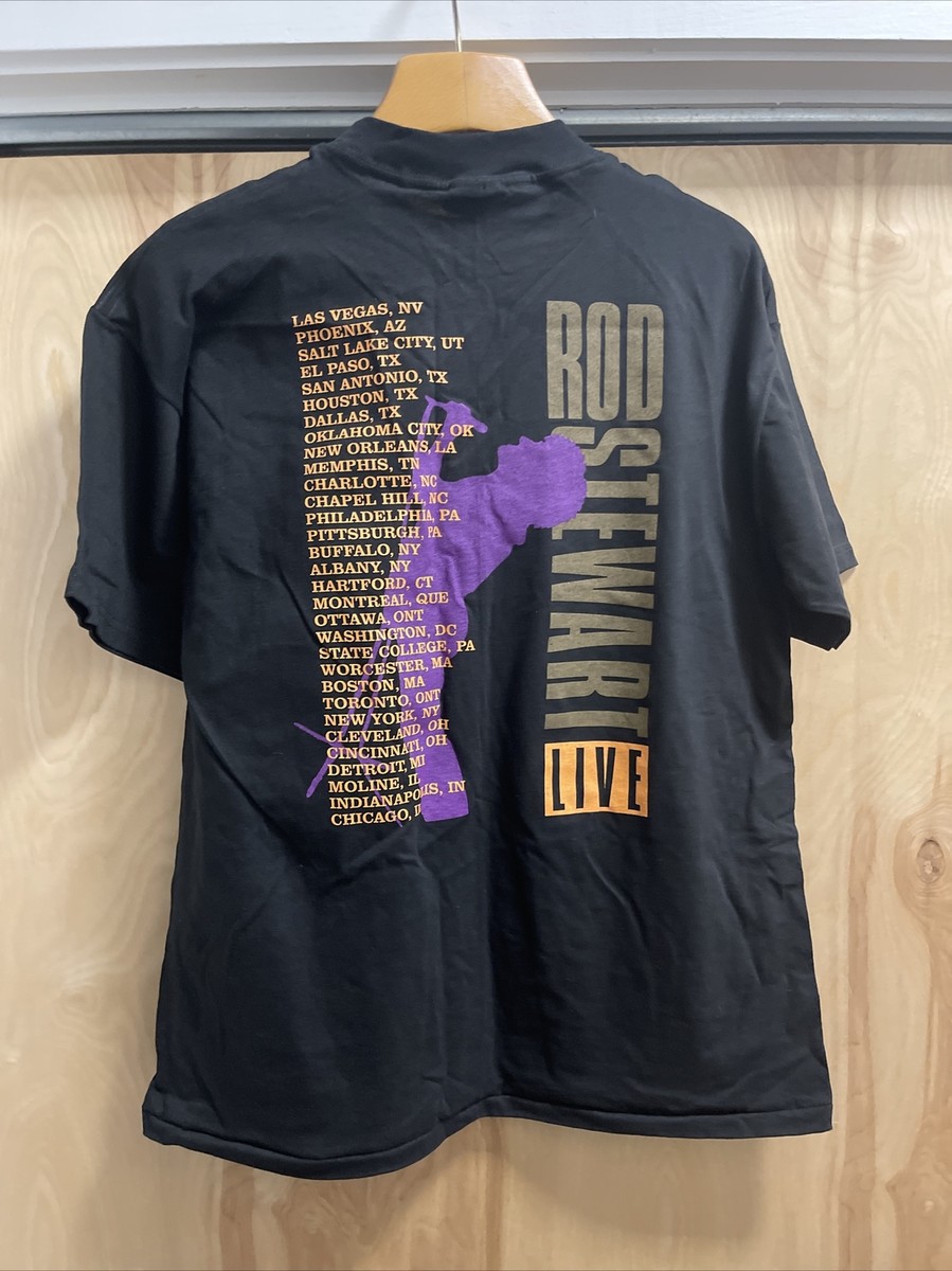 Rod Stewart Live 1995 Tour Concert Black T-Shirt Size Large