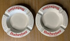 2 Vintage Budweiser Ceramic Ashtray By Haeger USA Bar Man Cave Beer Merch
