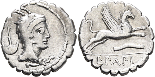 L. Papius, 79 v. Chr. Denar (Silber, 18mm, 3,88g, 6h), Rom.
