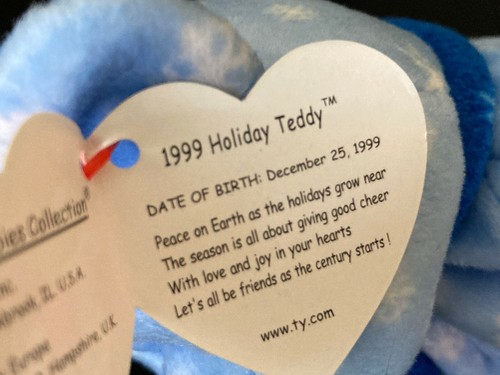 TY 1999 Holiday Teddy Beanie Baby Bear With Tags - Picture 7 of 8