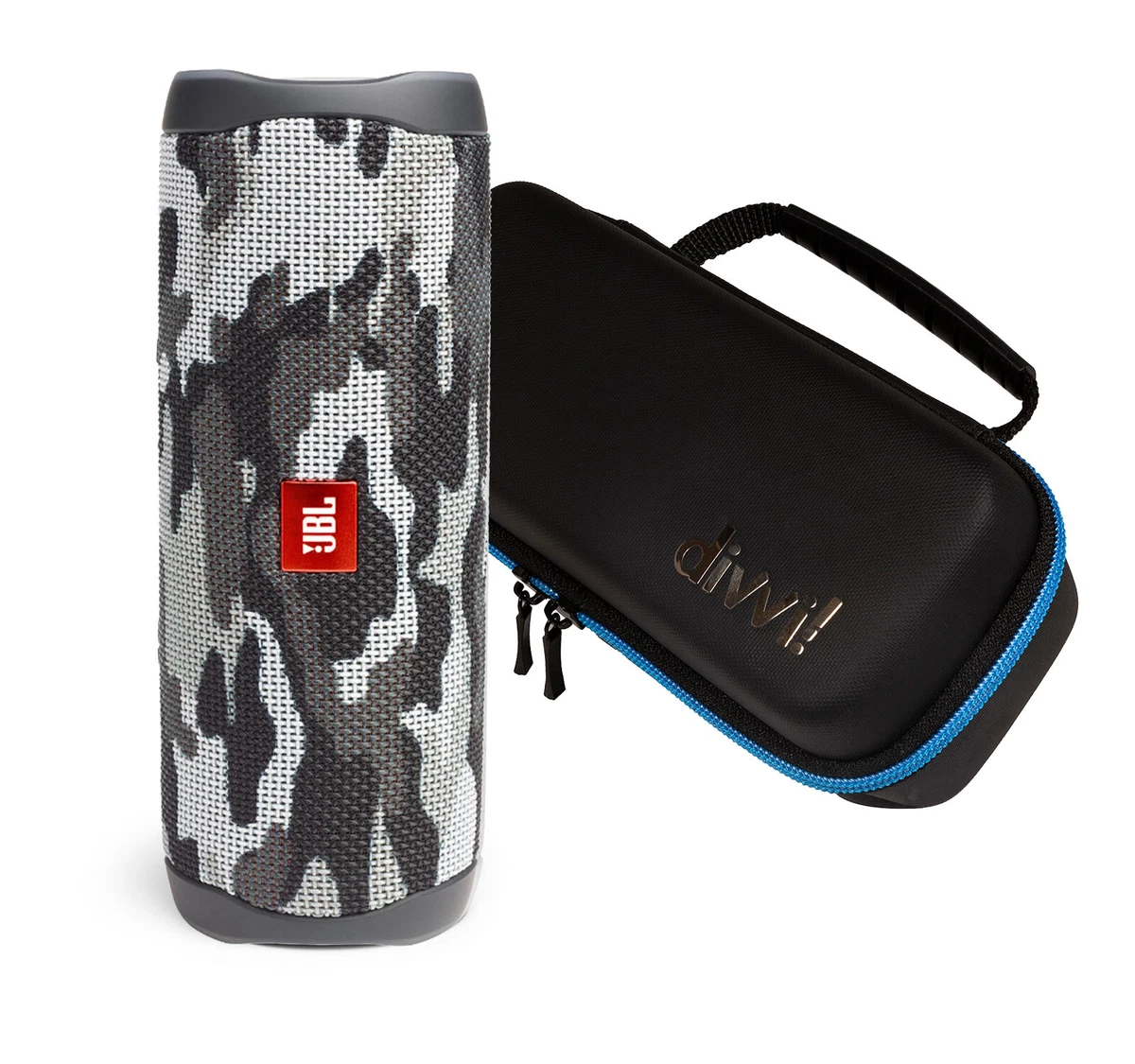 JBL Flip 6 Black Portable Bluetooth Speaker and Divvi Case Kit