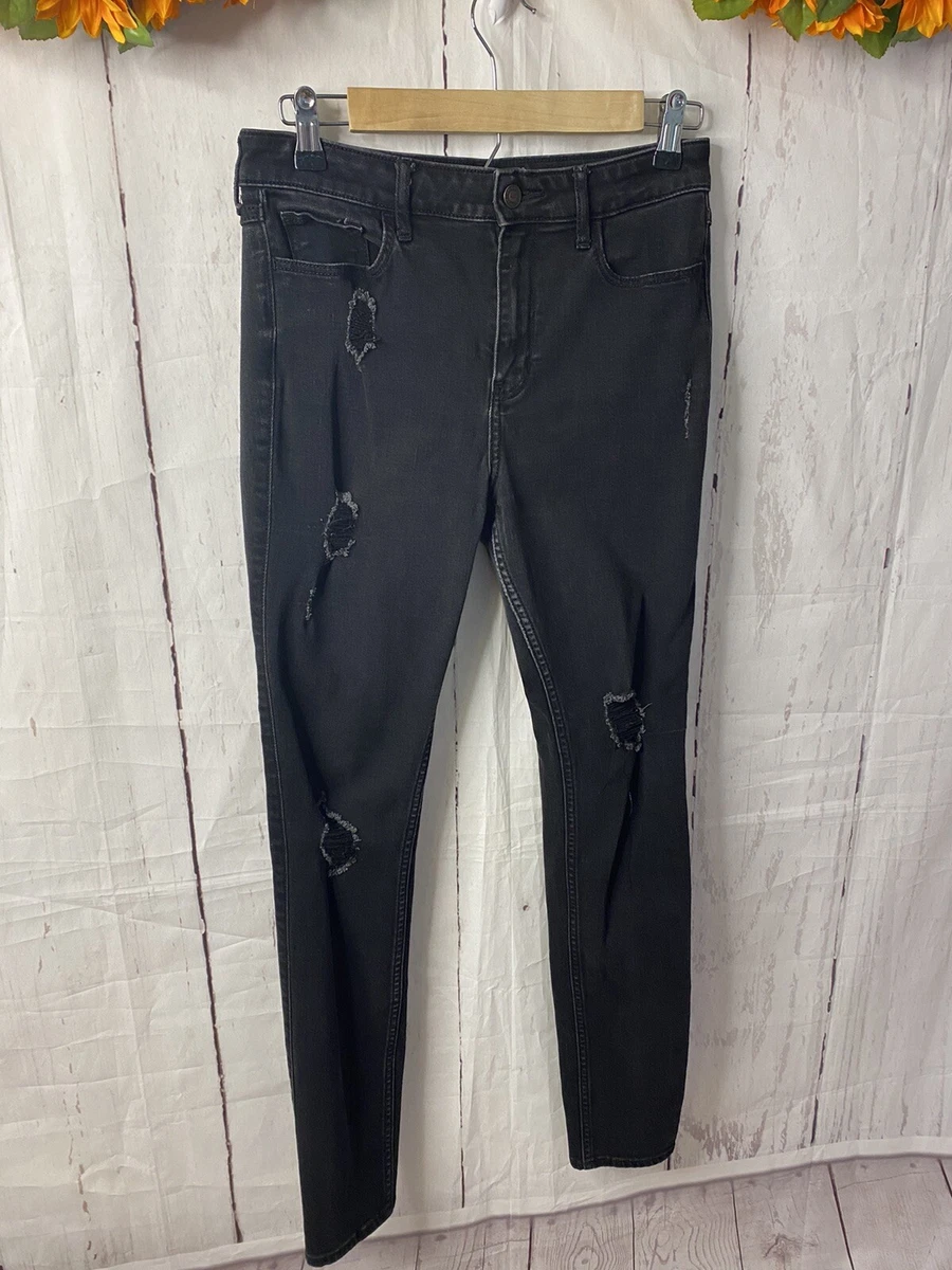 Hollister black ripped jeans womens outlet
