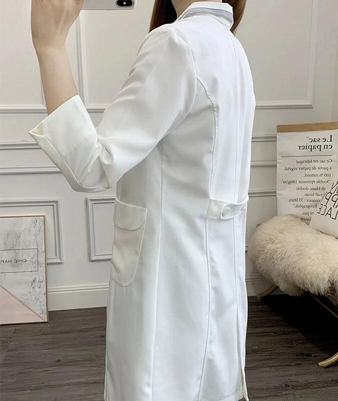 New Women Nurse Female Doctor White Dress Beautician Lab Coat Work Clothes (B) - Image 3 of 4