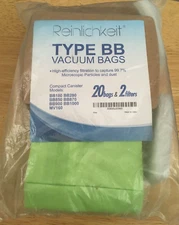 Reinlichkeit TYPE BB 20 Vacuum Bags 2 Filters New in Bag Sealed