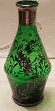 Art D&eacute;co Glas Flasche mit Silberauflage/Silver Overlay, 19,5 cm, 1920er Jahre