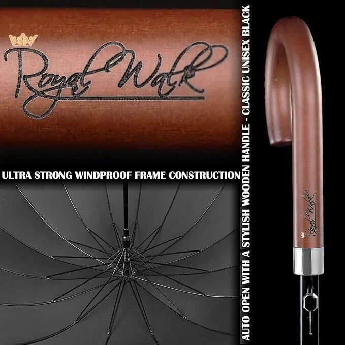 Paraguas grande a prueba de viento Royal Walk para lluvia 54 pulgadas abierto automático para 2 personas Foto 2 de 2