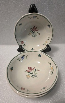 Vintage Set of 4 Longchamp Tulip Cereal Bowls Floral Decor Hand Painted France