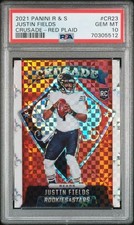 Panini Rookies & Stars 2021 Justin Fields #CR-23 Crusade Red Plaid RC PSA 10 NFL