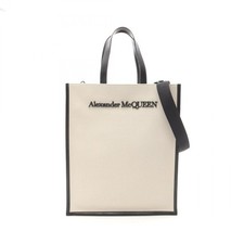 Alexander Mcqueen N/S Embroidered Canvas Leather Tote Bag Women White One Size