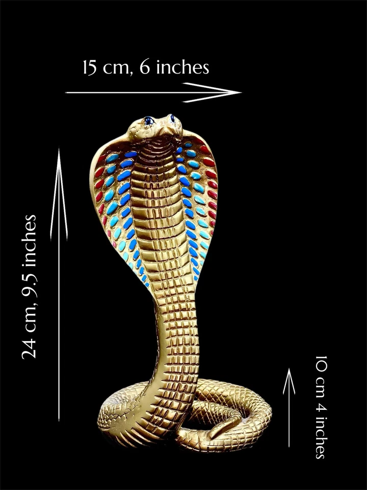 Egyptian Golden Cobra Snake Statue, handmade Egyptian Uraeus large cobra,snake - Image 2 of 4