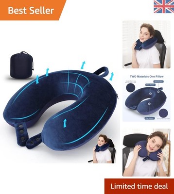 Verstellbares Memory Foam Reise Nackenkissen mit Plüsch & Eisseide Dual Komfort